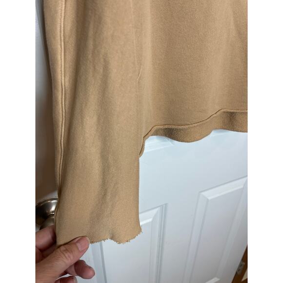 Frank & Eileen Large Effie Long Sleeve Funnel Neck Caplet Shirt in Camel Brown - Picture 5 of 10